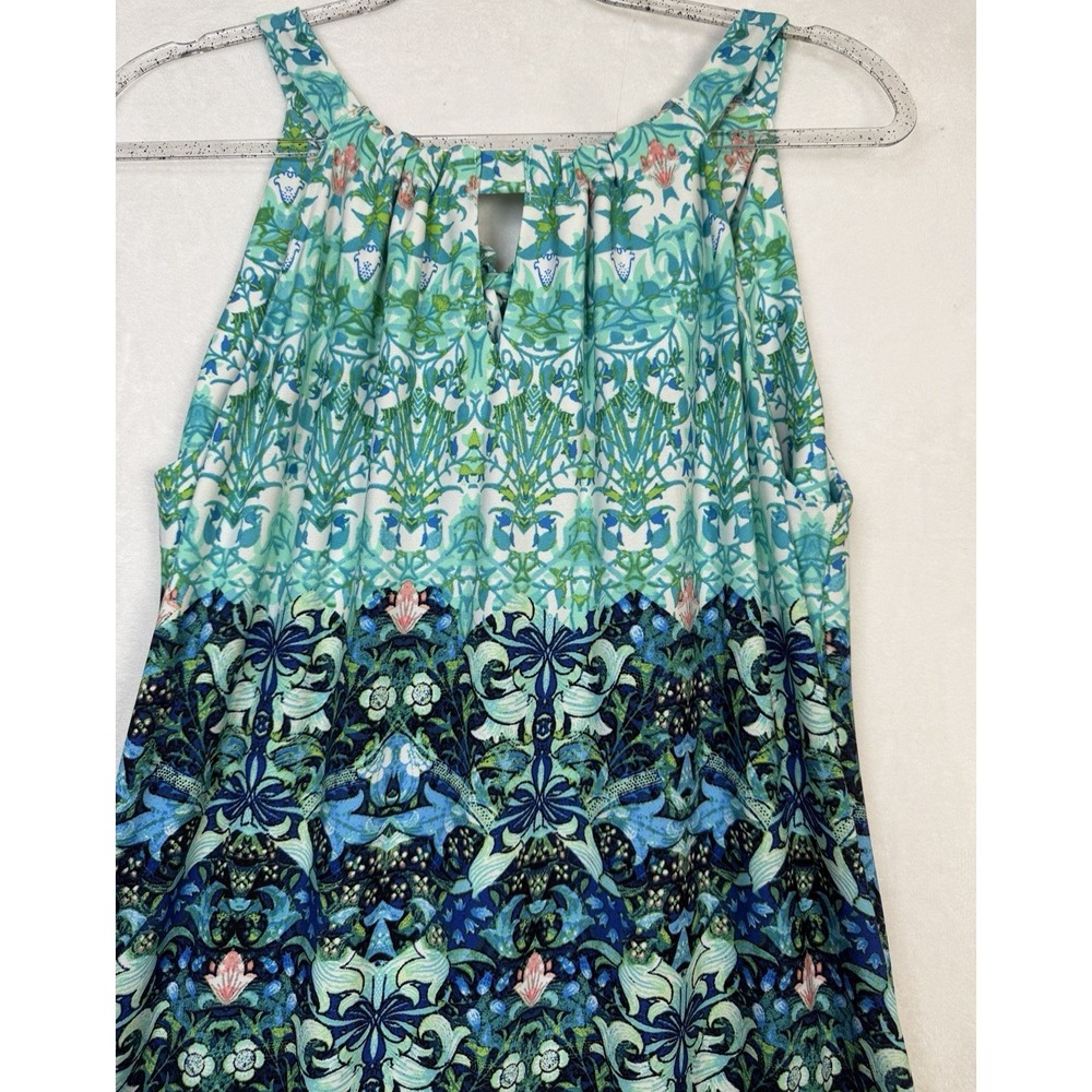 Taylor Brand Tunic Spring/Summer Dress Blue/green Floral, Sleeveless,  Size 12